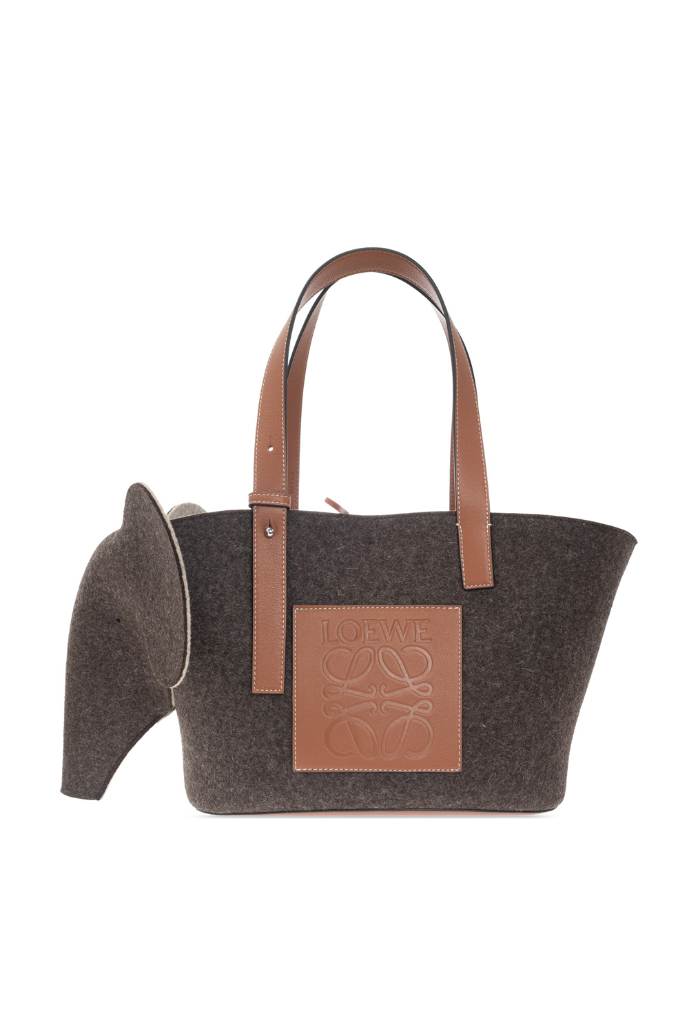 Brown Elephant shopper bag Loewe SchaferandweinerShops Australia Loewe Brown Leather Metal Vintage Top Handle Bag